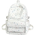 thumbnail image 1 of Coquette Aesthetic Backpack with Lace Decor, 16.92X12.2X5.51" Star Print Kawaii Backpack, Cute Backpack with Transparent Pocket, Lightweight Laptop Bookbag, Multi Pocket Daypack for Daily Commute, 1 of 4