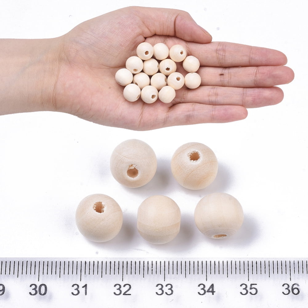 1000pc Natural Unfinished Waxed Wooden Beads Smooth Surface Round Floral White 12mm Hole: 2.5mm