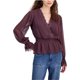 thumbnail image 1 of Self E Womens Lace Trim Peasant Blouse, purple, Juniors, S, 1 of 1