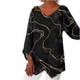 thumbnail image 1 of Wolfast Blouse Décontractée à Manches Longues Col en V Imprimé Rétro Coupe Ample, Noir, TG, 1 of 5