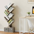 thumbnail image 6 of 6-Tier Wooden Tree Bookshelf with Storage Cabinet - Tall Narrow Bookcase for Living Room Display & Organization, 6 of 9