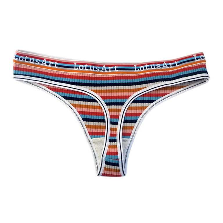 Aayomet Panties for Women Low Waist Striped Tangas No Show Bikini