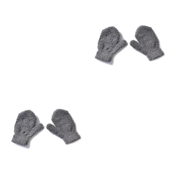 Qarigey 1 par de manoplas tejidas para bebés que mantienen el calor para niñas y niños, accesorio de ropa, fundas para los dedos, funda de Gris oscuro 2Conjunto