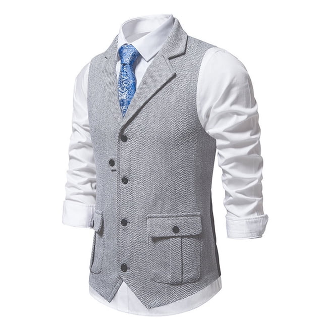 pstuiky Camisetas sin mangas para hombre, Chaleco informal de color liso con bolsillos y solapa para hombre Chaleco de hombre s