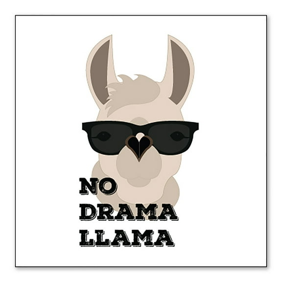 DistinctInk Custom Bumper Sticker - 6" x 6" Decorative Decal - White Background - No Drama Llama Cartoon