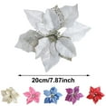 thumbnail image 3 of Christmas Poinsettia Flowers Artificial with Clips, 7.87" Christmas Decor Glitter Poinsettia Flowers for Christmas Tree New Year Wedding Party Wreath DIY Garland Decor (Gold), 3 of 8