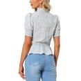 thumbnail image 3 of INSPIRE CHIC Women's Floral Print Summer Ruffle Neck Short Sleeve Peplum Top, 3 of 5