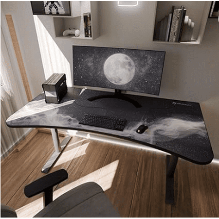 Arozzi - Arena Ultrawide Curved Gaming Desk - Gunmetal Galazy