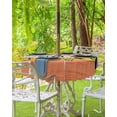 thumbnail image 4 of Halloween Tablecloth with Umbrella Hole and Zipper Trick or Treat Round Outdoor Tablecloths 60 Inch Table Cloths Orange Wood Grain Patio Table Cloth Cover for Holiday Party Picnic Yard Garden Decor, 4 of 5