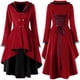 thumbnail image 2 of Women Sleeve Casual Slim Lace Long Coat Formal Outerwear Irregular Knob Women's Coat Red L, 2 of 4