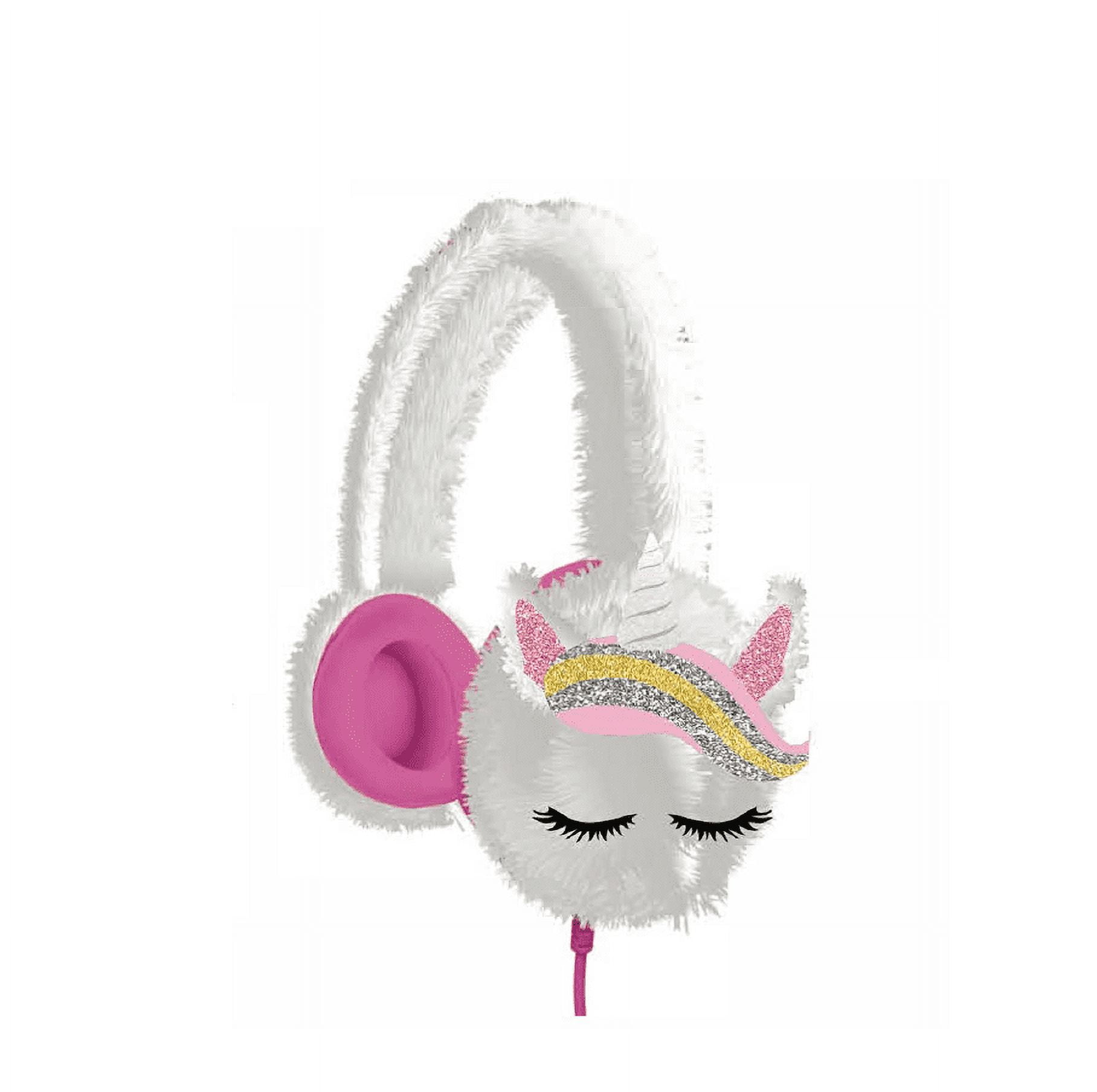 iTECH Jr Kids Smartwatch With Mini Mic & Headphones, Pink Glitter Strap & Faux Fur Headphones