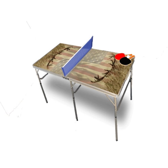 American Flag Deer Portable Table Tennis Ping Pong Folding Table w/Accessories