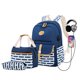 thumbnail image 1 of Mochila escolar para niñas YONGSHENG Mochila de lona ligera a rayas con fiambrera 3 en 1, 1 of 5