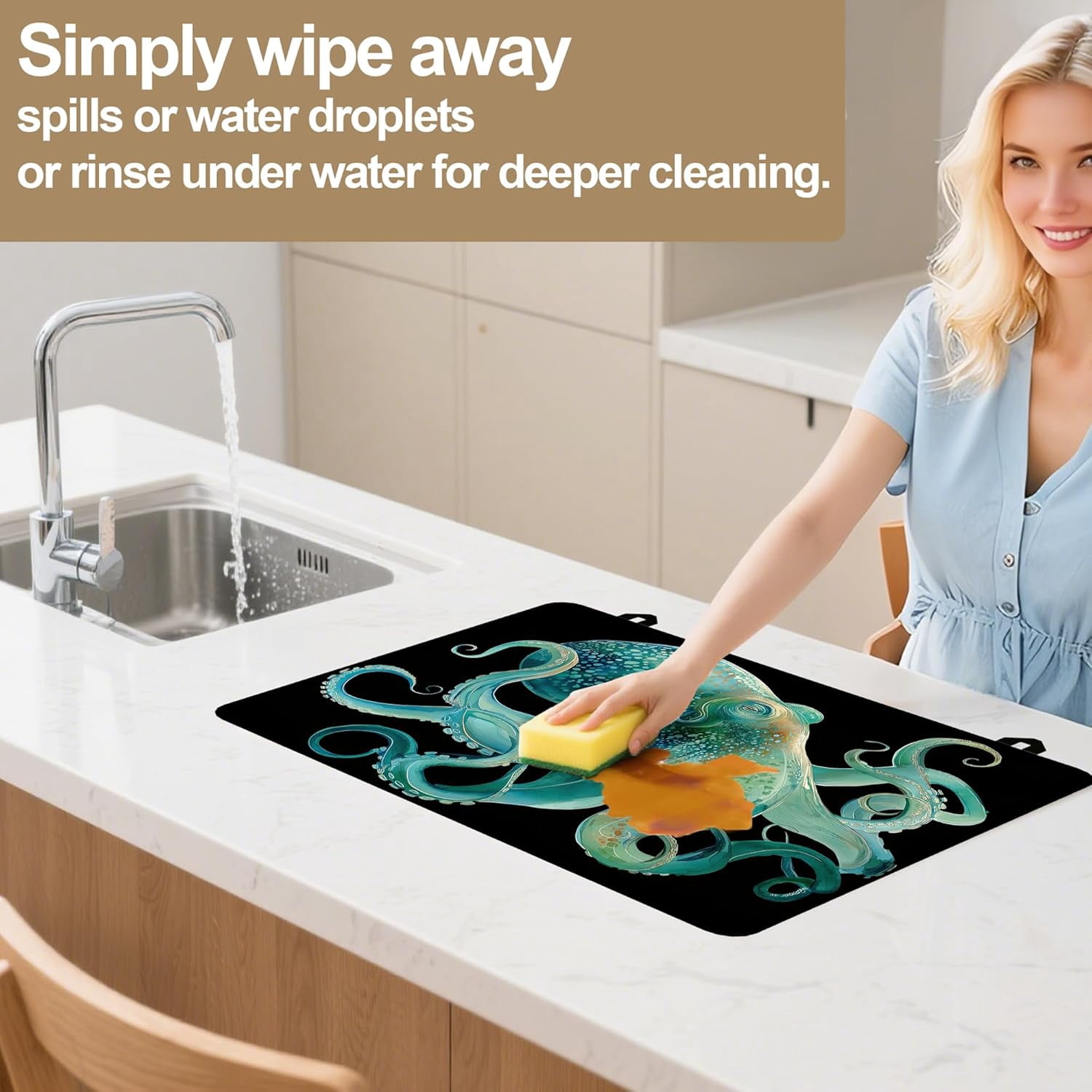 Stove Top Covers for Electric Stove,Funny Octopus Stove Top Protector Thick Rubber Dish Drying Mat for Kitchen Cooking Ceramic Countertop 28.5“ x 20.5“