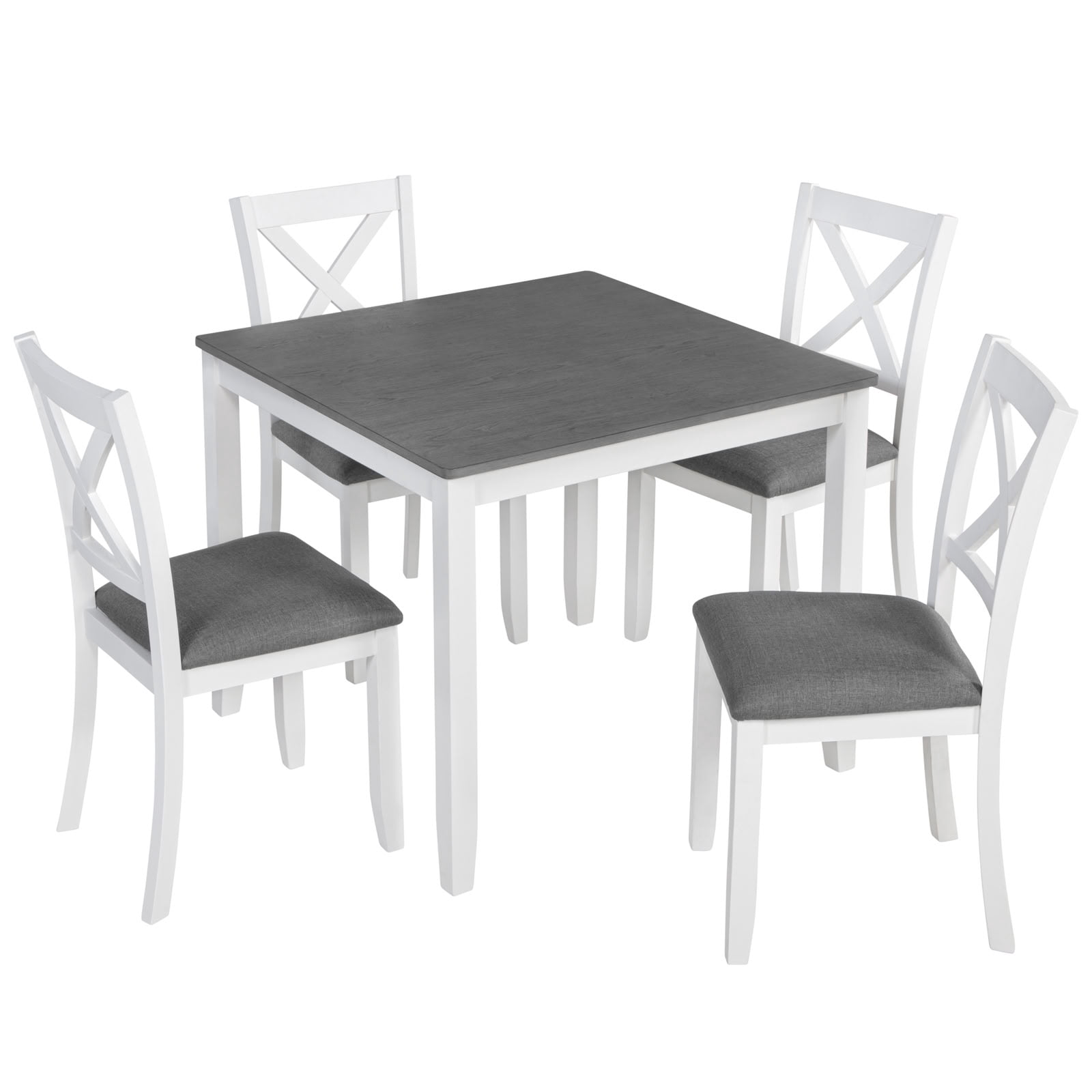 MAYEERTY 5-Piece Dining Table Set with 4 Chairs, Wood Dining Set for 4, Space-Saving for Small Kitchen Dining Room Apartment, Grey