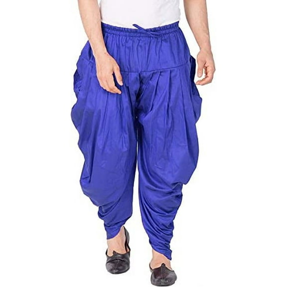 Royal Kurta Men's Silk Patiala Salwar Baggy Harem Pants (JASD, Blue, Free Size)