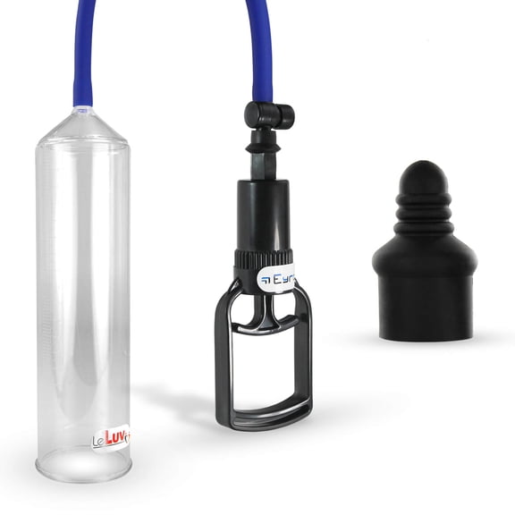 LeLuv Penis Pump Tgrip 2.25" x 9" Cylinder Easyop Premium Silicone Hose Silicone Septum Sleeve