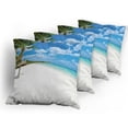 thumbnail image 5 of Ambesonne Beach Throw Pillow Cover 4 Pack, Tropical Island Seashore, 16", Blue White Green, 5 of 7