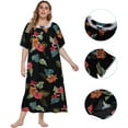 thumbnail image 2 of Women's Plus Size Floral Nightgown Short Sleeve Night Gowns Ladies Summer Oversized House Dress Print Sleepwear Soft Housecoat Sleep Dress,XL-5XL, 2 of 9