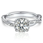 MomentWish Promise Rings for Her 1 Carat Moissanite Engagement Ring Sterling Silver Christmas Valentine's Day Anniversary Gift-Size 7