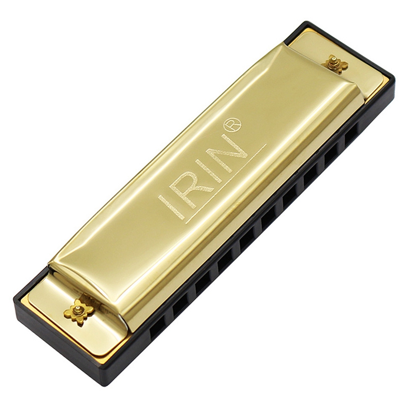 Gold 10 Holes 20 Tone Blues Harmonica Key of C Mouth Musical Instrument