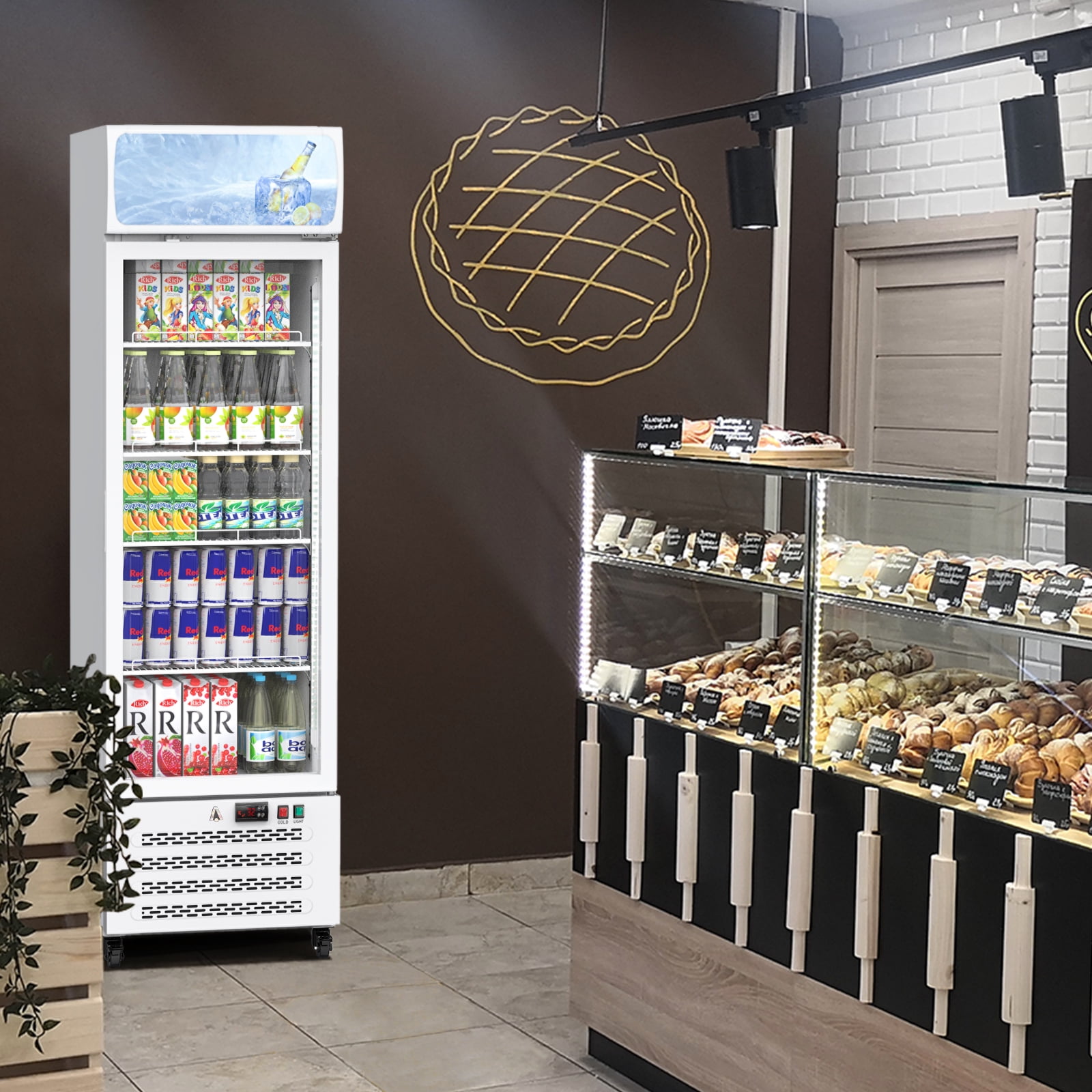 Accreate Commercial Glass Door Display Refrigerator, 11.5 Cu. Ft. Merchandiser Fridge Upright Beverage Cooler