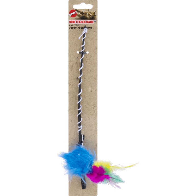 Pawaboo Cat Feather Toys, 4 Pack Interactive Cat feather Teaser Wand Toys,  Retractable Fishing Pole Wand Catcher Exerciser with Refill Fish, Dragonfly