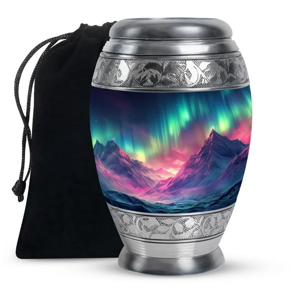 KARYLIZ Aurora Borealis Human Urn For Ashes - Burial Urn For Adult Human Ashes - Cremation Urn For Men - Adult Urn For Human Ashes Women - Urn For Adult Male - Urn For Ash - Large 10 Inch Urn