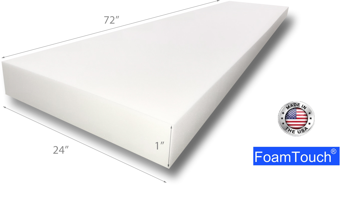 FoamTouch Upholstery Foam Cushion High Density 3 Height x 24 Width x 84 Length Made in USA