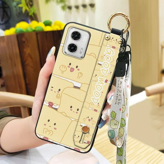 KBS-Phone Case For MOTO G 5G 2023, Anti-dust Anti-knock Waterproof Cartoon Kickstand Durable Shockproof Back Cover Cute Wristband Wrist Strap Ring Phone Holder Silicone Protective
