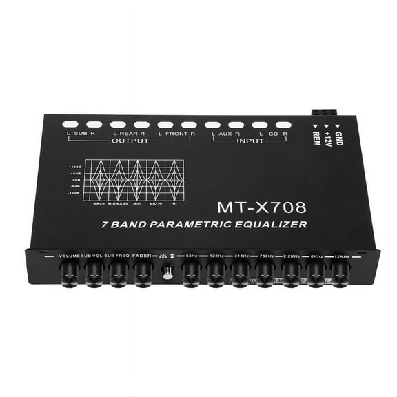 POPIDOME Adjustable 7 Bands EQ Car Vehicle Audio Amplifier, Metal Black