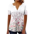 thumbnail image 2 of Inverlee Womens Plus Size Short Sleeve Button Tunic Tops Summer Trendy Floral Print V Neck Blouse Dressy Casual Pleated Shirts, 2 of 5