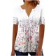 thumbnail image 3 of TaTaai Women's Printed Pullover Top, Soft Breathable Cotton, Loose Fit, Short Sleeve V-Neck, Ruching Buttons, Casual Daily Office Outings Spring Summer Multi-Color Gift, 3 of 5