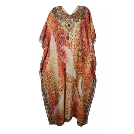 

Digital Printed Kimono Caftan Dress Pink Maternity Night Gown Size