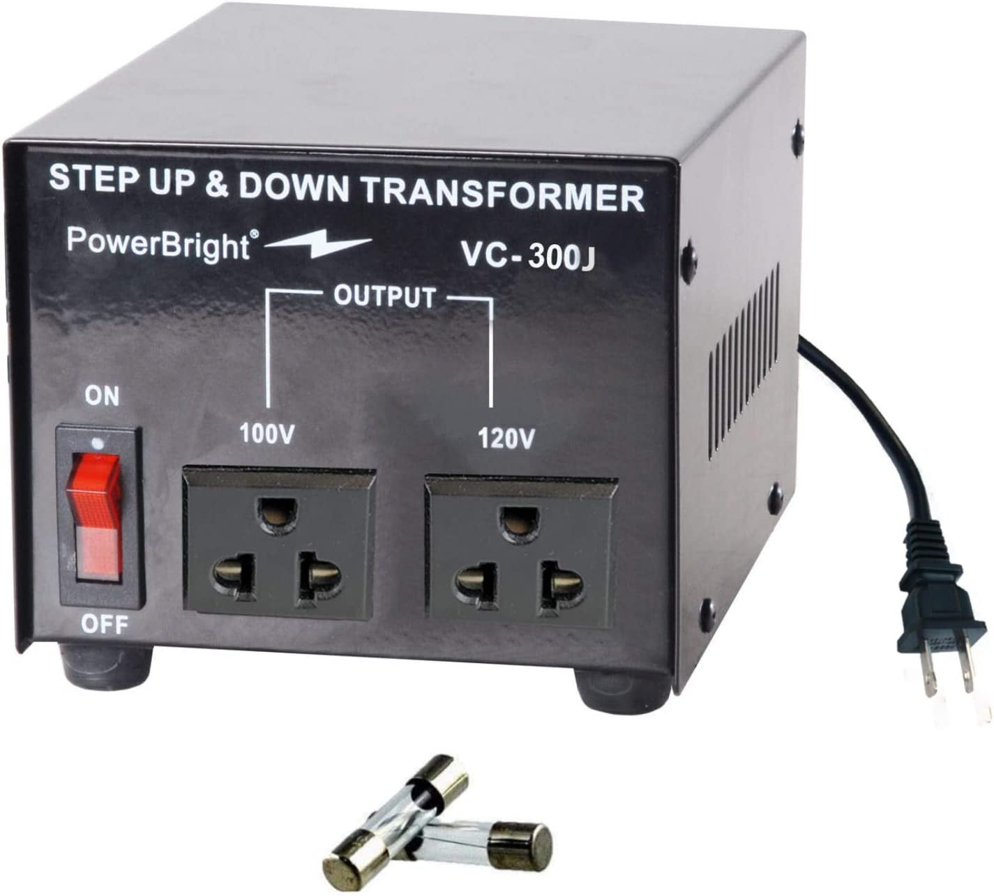 PowerBright 300 Watts Japanese Voltage Transformers, Step Up and Down Japan Converter, can be Used in 120 Volt and 100V Countries, Convert from 120V to 100V and 100V to 120V, Universal Outlet Socket