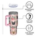 thumbnail image 4 of OBREWU Pink French Bulldog Flowers Florals Tumbler with Handle and Lid,Pink French Bulldog Flowers Florals 40oz Double Wall Vacuum Insulated Tumbler,Cups Gift for Women and Men, 4 of 7