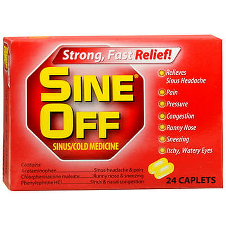 Sine-Off Sinus/Cold Medicine Caplets - 24 ct (Best Over The Counter Cold Medicine For High Blood Pressure)