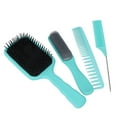 thumbnail image 2 of Juego de 4 cepillos para el cabello que masajean el cuero cabelludo con mango antideslizante para aliviar la presión en la cabeza, juego de peines de peluquería para el hogar, caja verde., 2 of 14