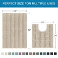 thumbnail image 2 of 2-Piece Bathroom Rug Set, 20" x 32" Plus 17" x 24", Extra Thick Chenille Striped Long Pile Bath Mats, Non-Slip Floor Mat For Bathroom, 2 of 6