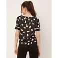 thumbnail image 4 of Moomaya Printed T-Shirt Tops For Women, Round Neck Georgette Formal Tops, 4 of 9