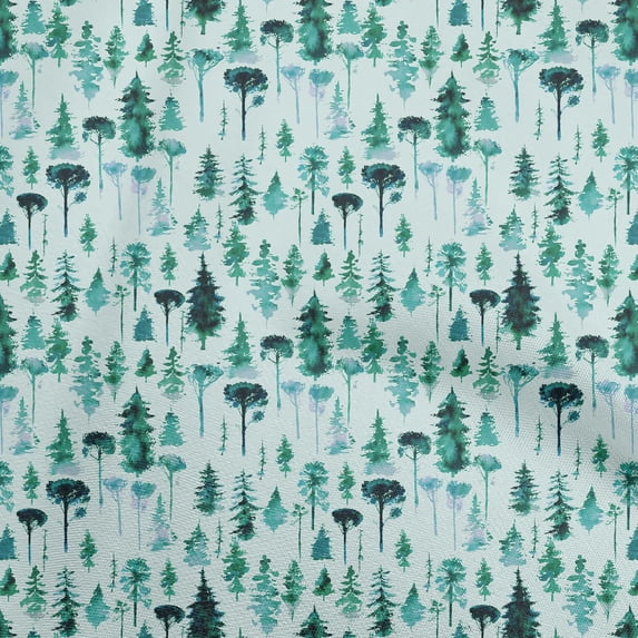 oneOone Rayon Teal Green Fabric Tree Quilting Supplies Print Sewing Fabric By The Yard 56 Inch Wide