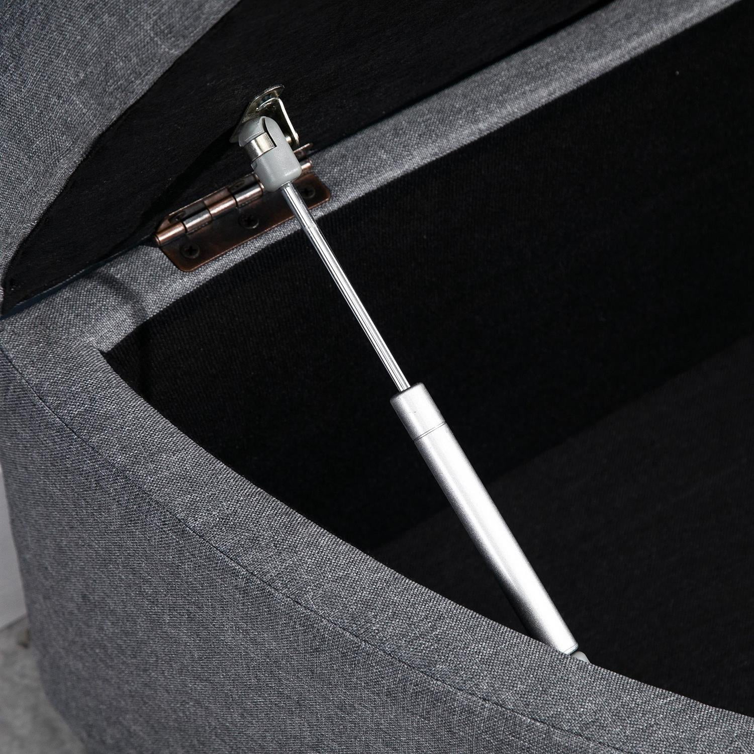 Demi Bonn 47" Home Storage Ottoman with Lift Lid, Upholstered Button Tufted Bench & Wood Legs for Living Room & Entryway, Gray