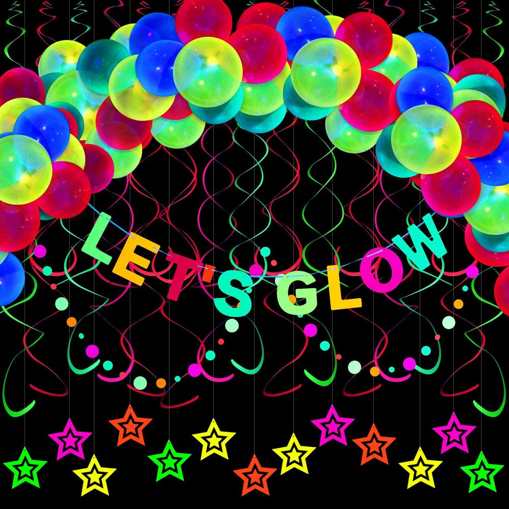 70 Pieces Let s Glow  Neon  Party  Supplies Let s Glow  