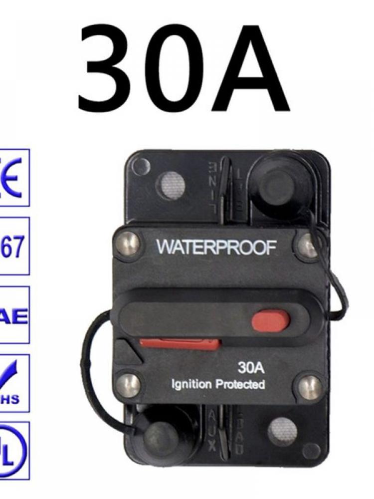 30300A Car Speaker Resettable Fuse,30 Amp Circuit Breaker with Manual