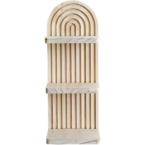 Nordic 3-Tier Wooden Wall Shelf, Boho Hanging Plant Stand, Rustic Storage Organizer for Living Room Bedroom Floating Holder, Space-Saving Home Decor & Gift for Small Apartments