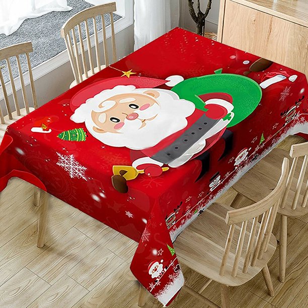 Mantel navideño rectangular ZOELNIC, funda de tela elástica para silla, funda protectora clásica para mesa navideña, ideal para el hogar, la cocina, el comedor y la decoración de fiestas.