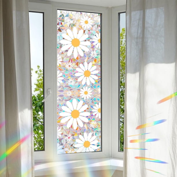 Flower Window Cling, calcomanía de vidrio de vidrio estático de doble cara no para la ventana de la ventana del automóvil dormitorio de 43cmx100cm