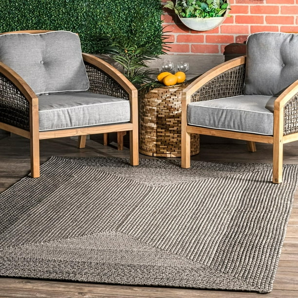 nuLOOM Jayda Braided Ombre Indoor/Outdoor Accent Rug, 2' x 3', Charcoal ...
