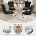 thumbnail image 2 of 47 Inch Glass Dining Table Set for 4, Modern Rectangular Glass Kitchen Table with 4 Upholstered Velvet Chairs, Space-Saving Dining Room Set for Living Room, Kitchen, Apartment - Black Silver, 2 of 9