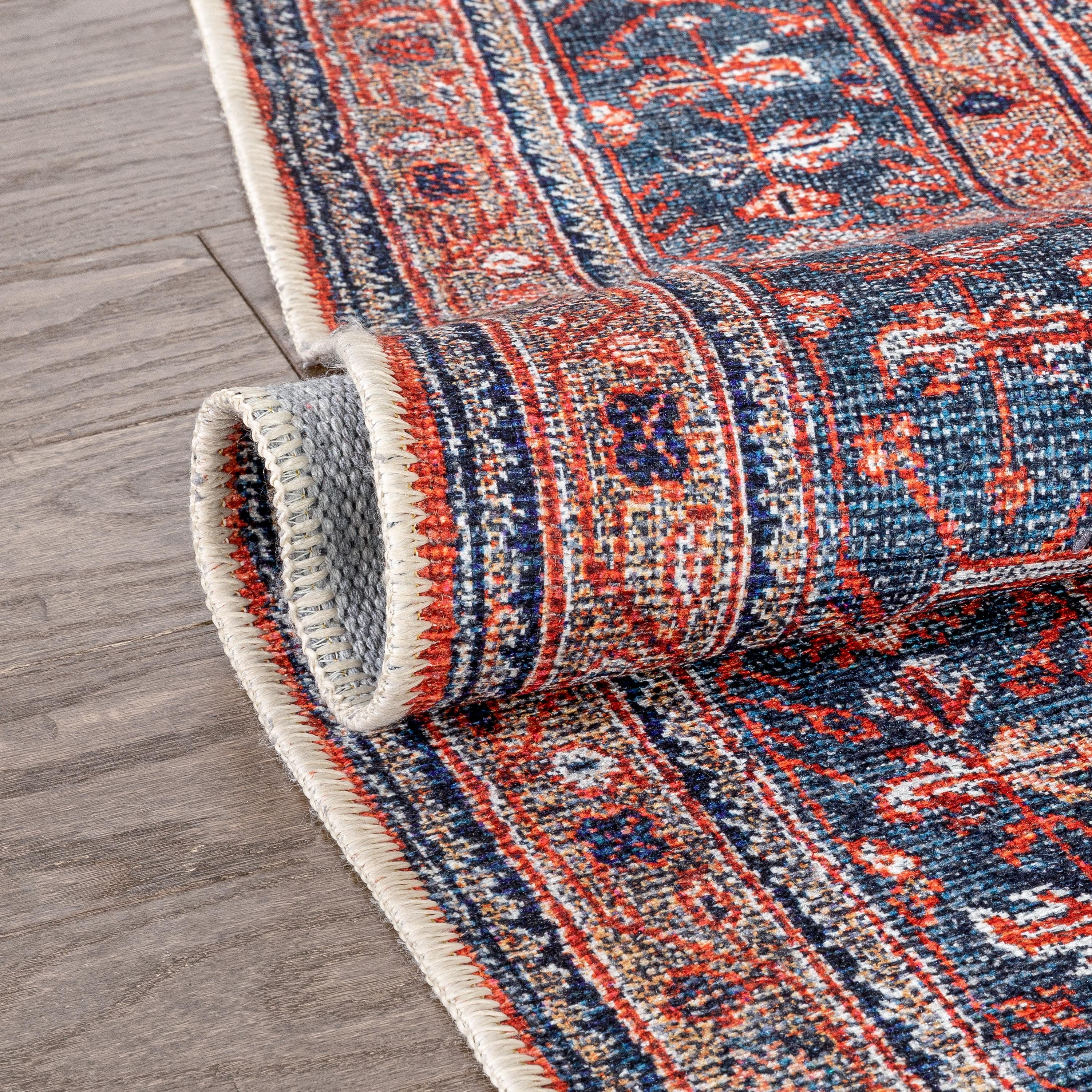 Well Woven Lotus Oriental Vintage Area Rug, 5.3' x 3.11', Recycled Cotton Backing, Durable And Easy To Clean, Flat Pile With A Soft Texture.